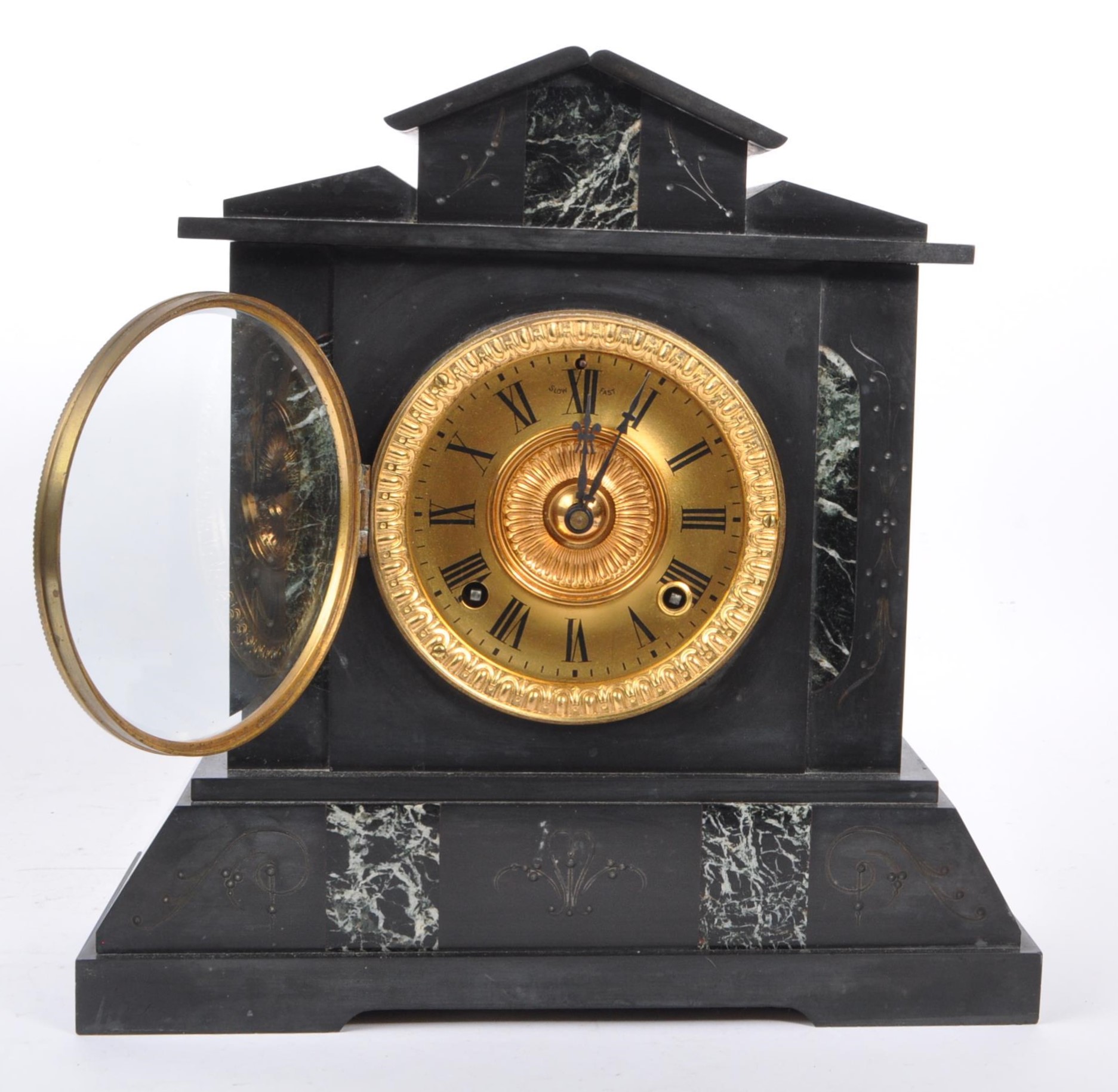 19TH CENTURY VICTORIAN SLATE MANTEL CLOCK - Image 8 of 8