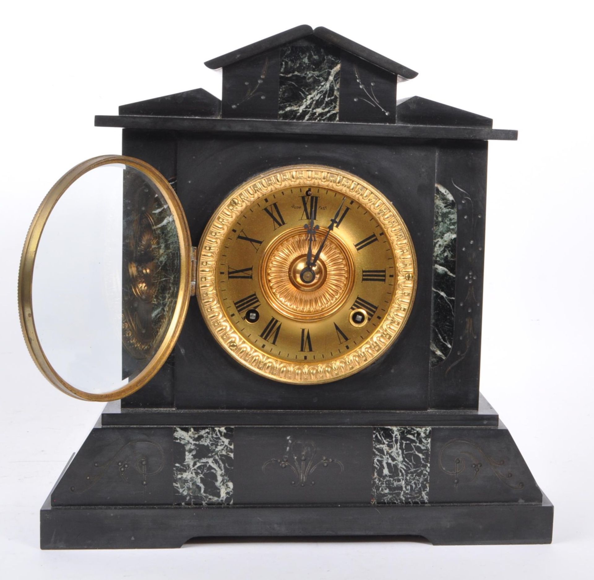 19TH CENTURY VICTORIAN SLATE MANTEL CLOCK - Bild 8 aus 8