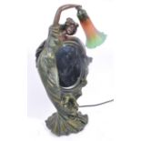 20TH CENTURY ART NOUVEAU RESIN MAIDEN LAMP AND MIRROR