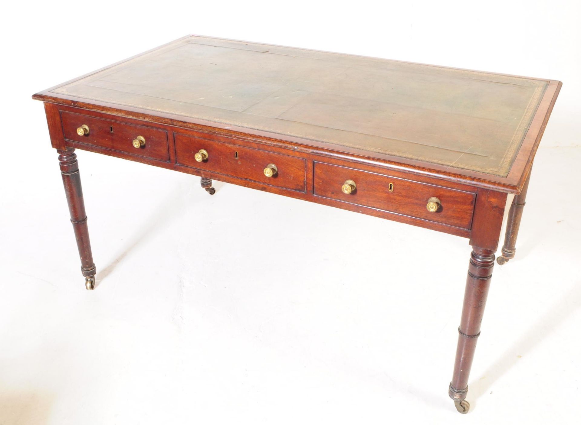 19TH CENTURY GEORGIAN LEATHER WRITING TABLE / DESK - Image 2 of 6