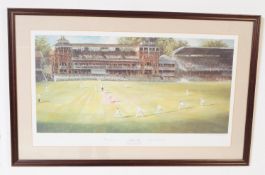 SIGNED CRICKET PRINT - ASHES 1989 BY SHERREE VALENTINE DAINES