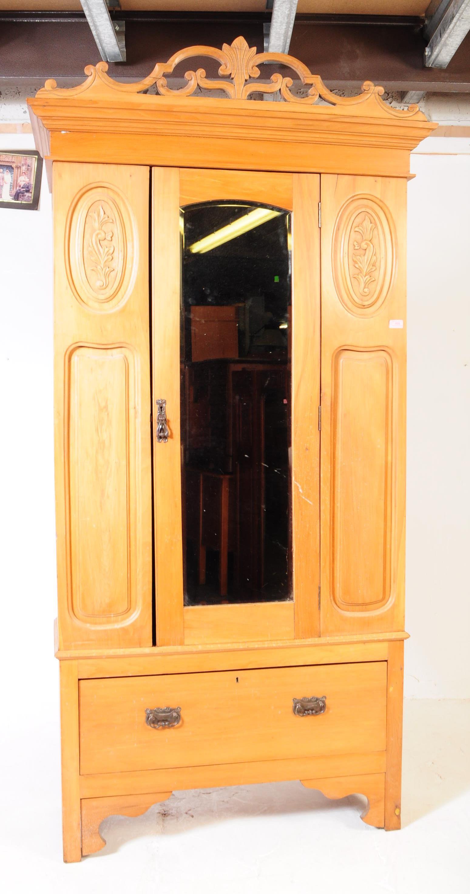 EDWARDIAN ART NOUVEAU SATINWOOD SINGLE WARDROBE