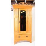 EDWARDIAN ART NOUVEAU SATINWOOD SINGLE WARDROBE