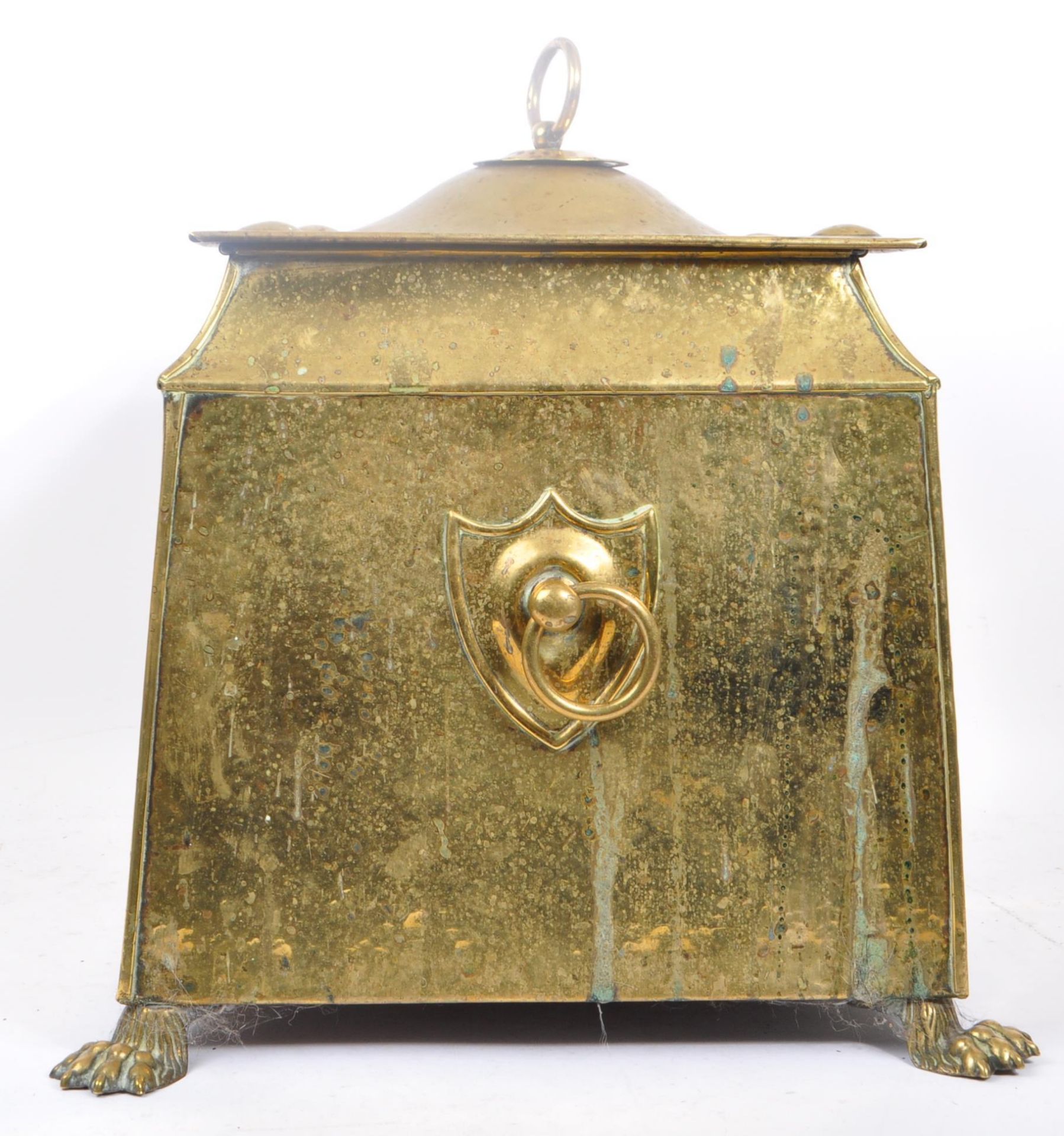 EARLY 20TH CENTURY BRASS ART NOUVEAU COAL SCUTTLE - Bild 6 aus 7