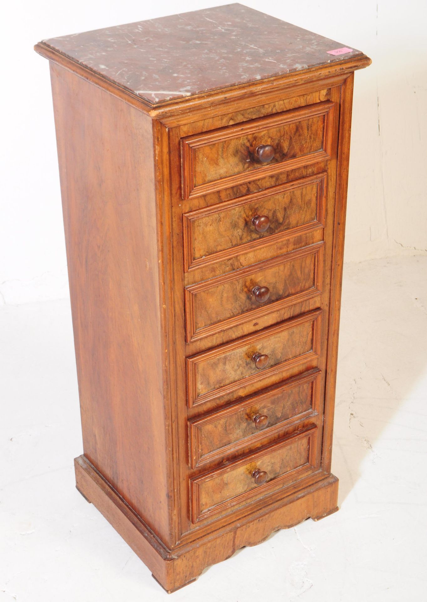 19TH CENTURY FRENCH WALNUT AND MARBLE BEDSIDE POT CHEST - Bild 2 aus 5