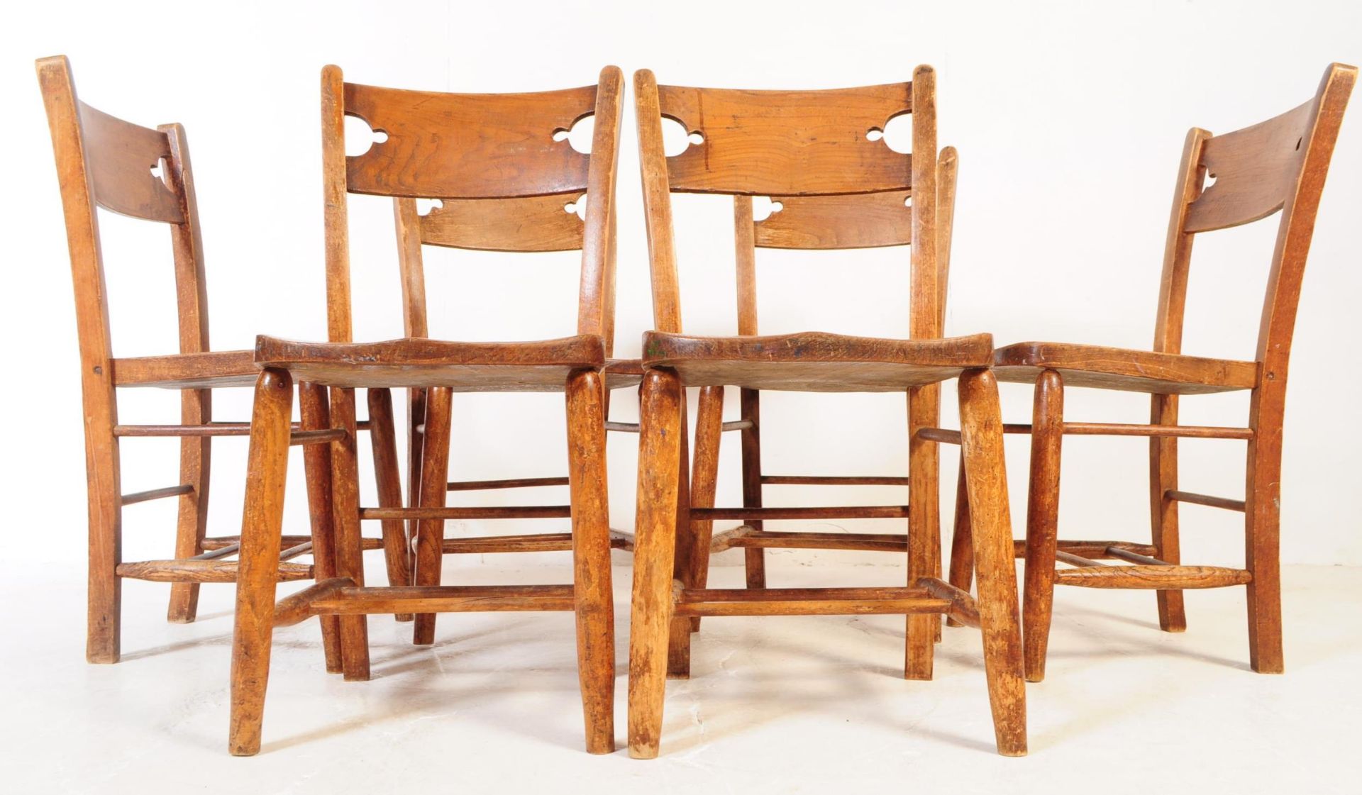 SET OF SEVEN VICTORIAN BEECH & ELM WINDSOR DINING CHAIRS