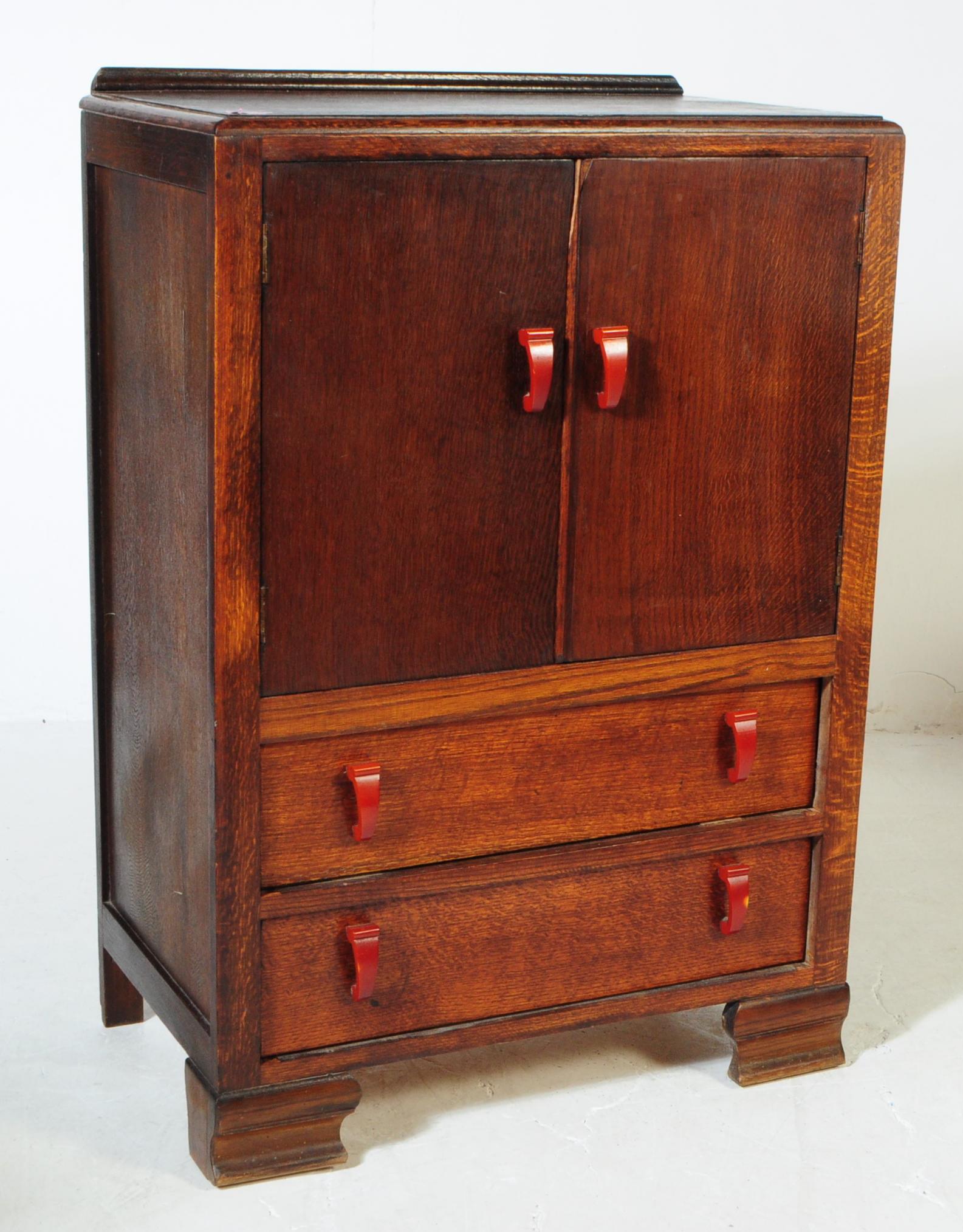 VINTAGE 20TH CENTURY ART DECO TALLBOY OAK LINEN CABINET