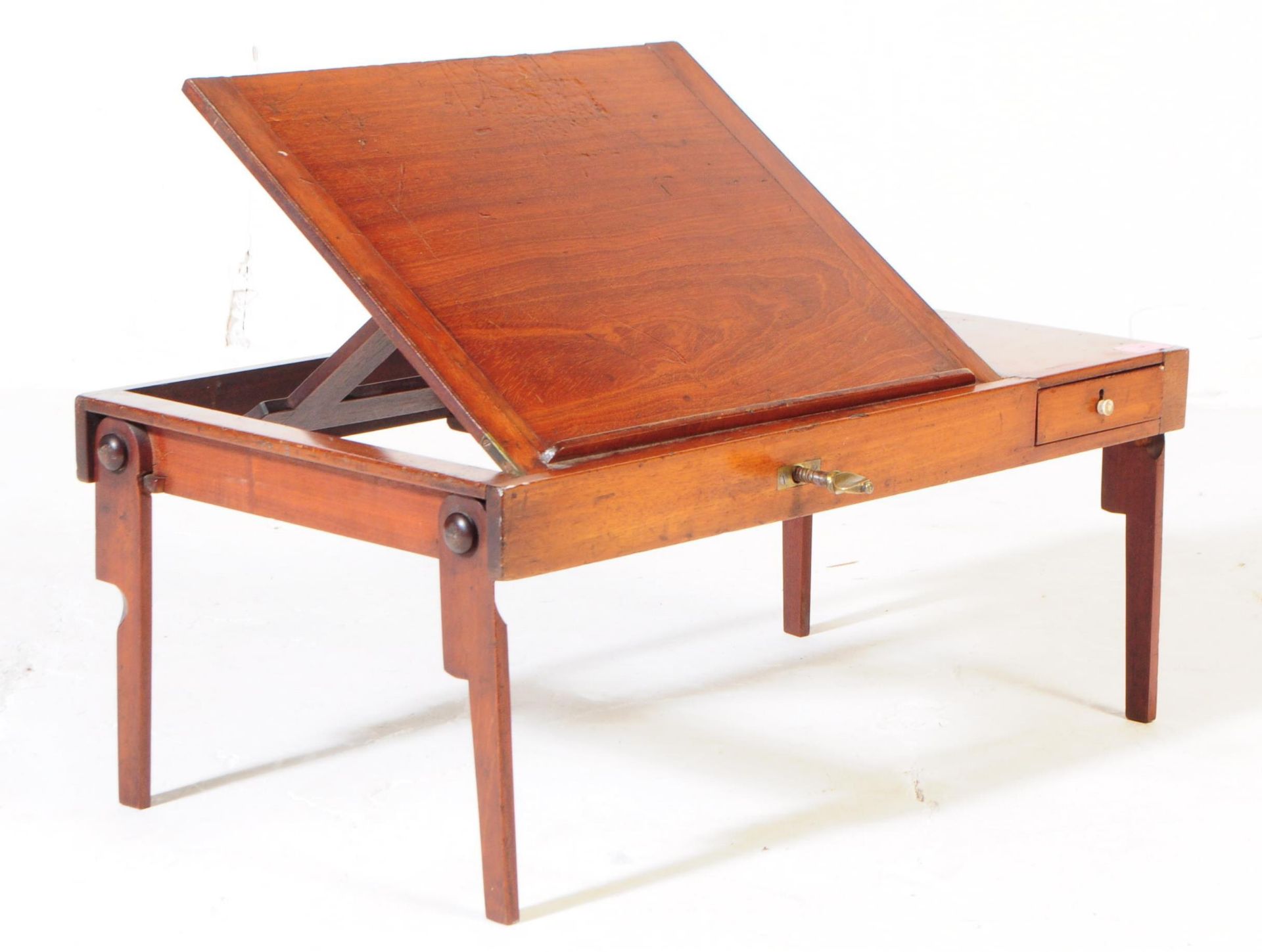 19TH CENTURY MAHOGANY & BRASS CAMPAIGN BED BOOKREST - Image 4 of 4