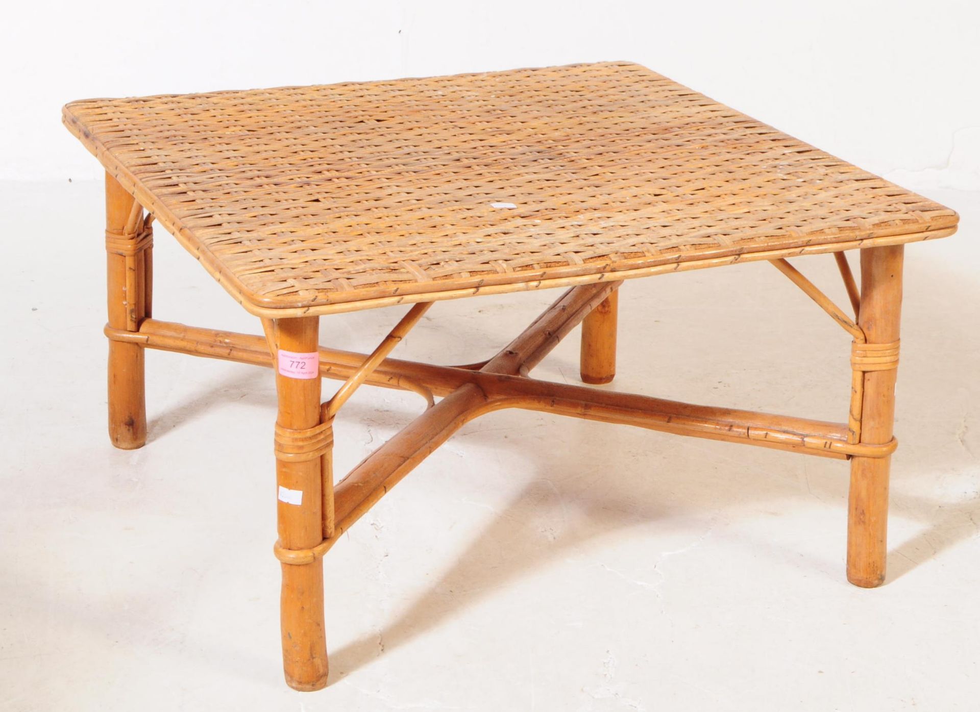 BRITISH MODERN DESIGN - MID CENTURY BAMBOO & RATTAN TABLE