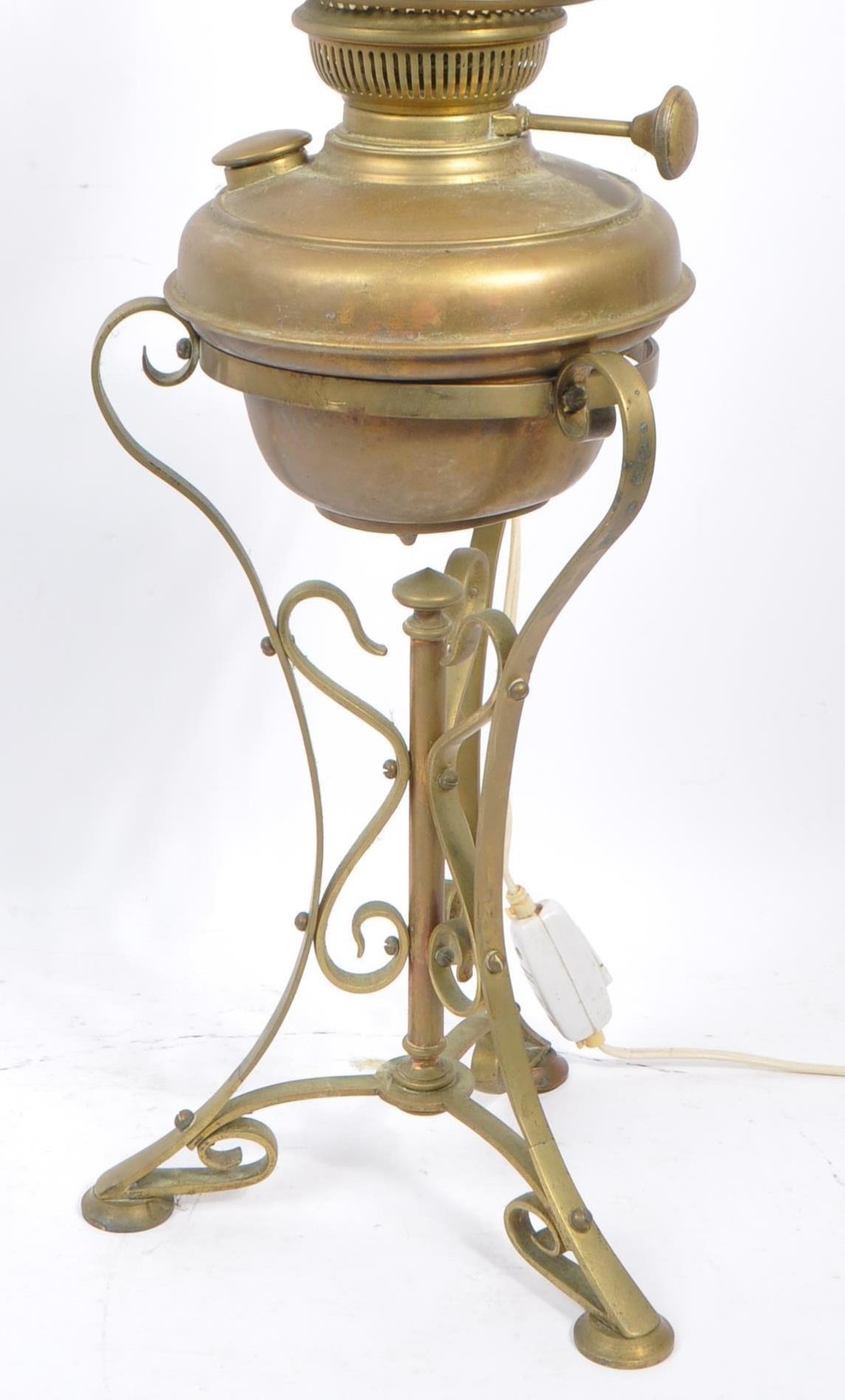 ART NOUVEAU MANNER CONVERTED OIL LAMP WITH PINK SHADE - Image 5 of 5
