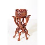 CONTEMPORARY CHINESE HARDWOOD METAMORPHIC PLANT STAND