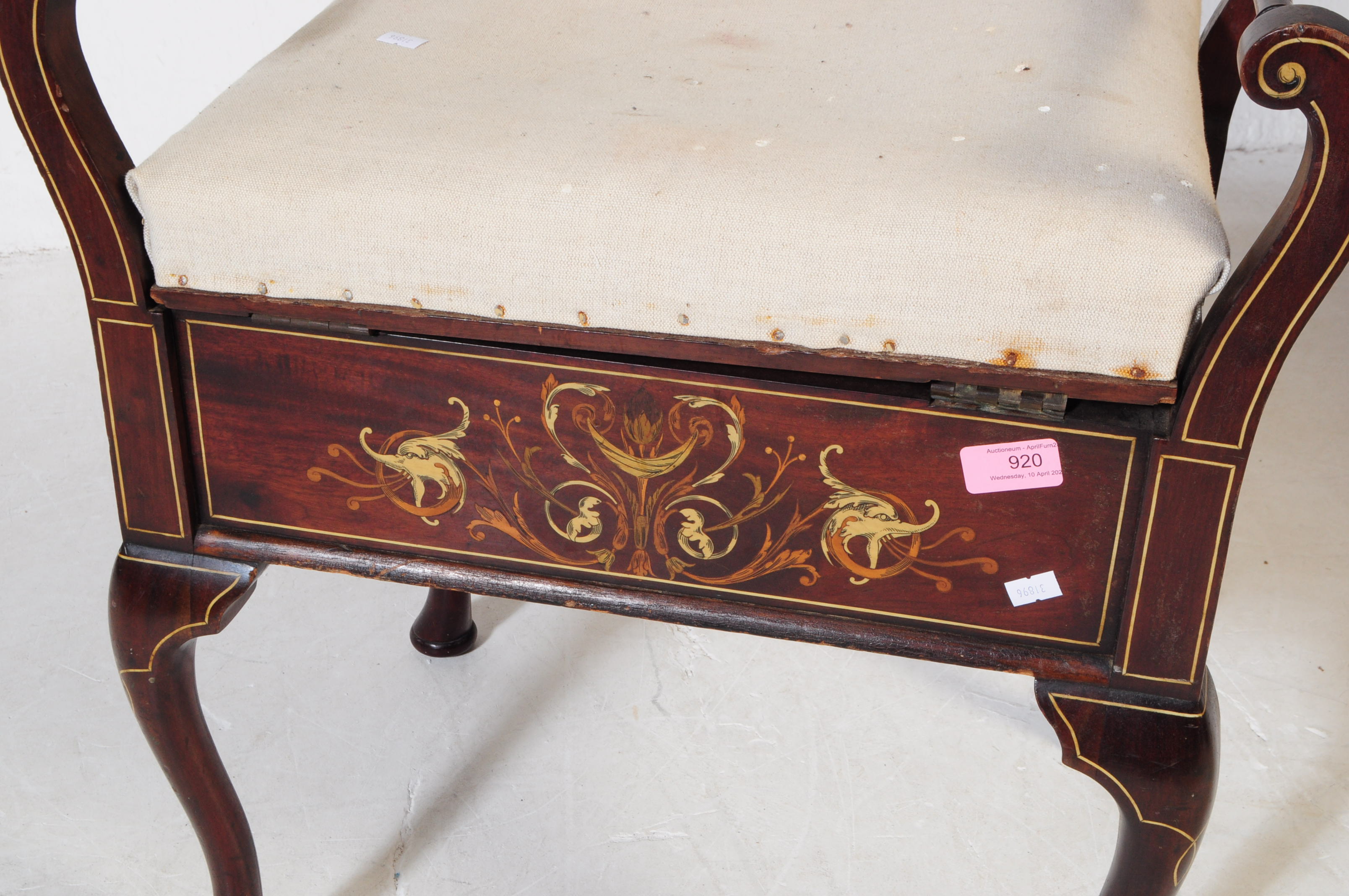 EDWARDIAN CENTURY MAHOGANY PIANO STOOL - Image 9 of 10