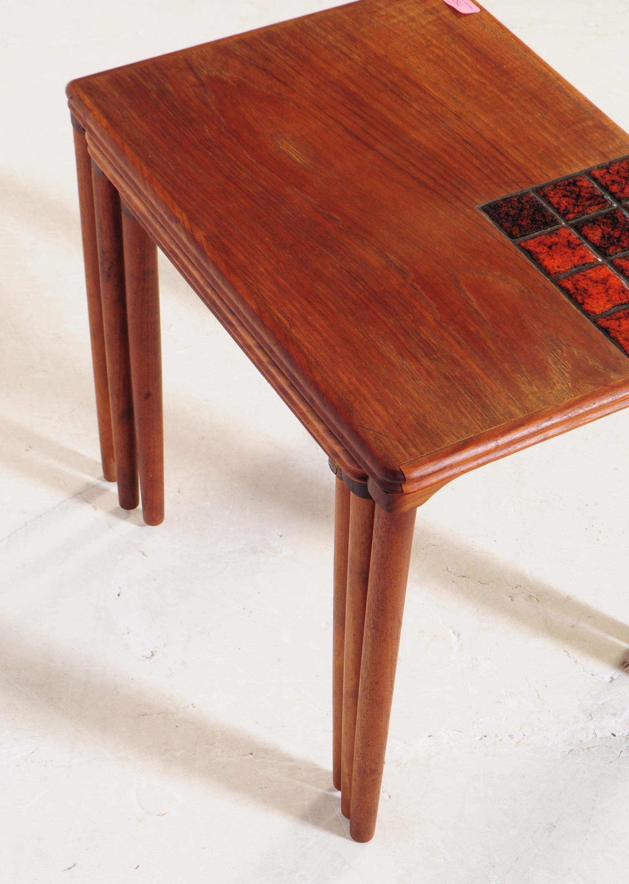 DANISH MODERN DESIGN - MID CENTURY TILE TOP NEST OF TABLE - Image 4 of 4