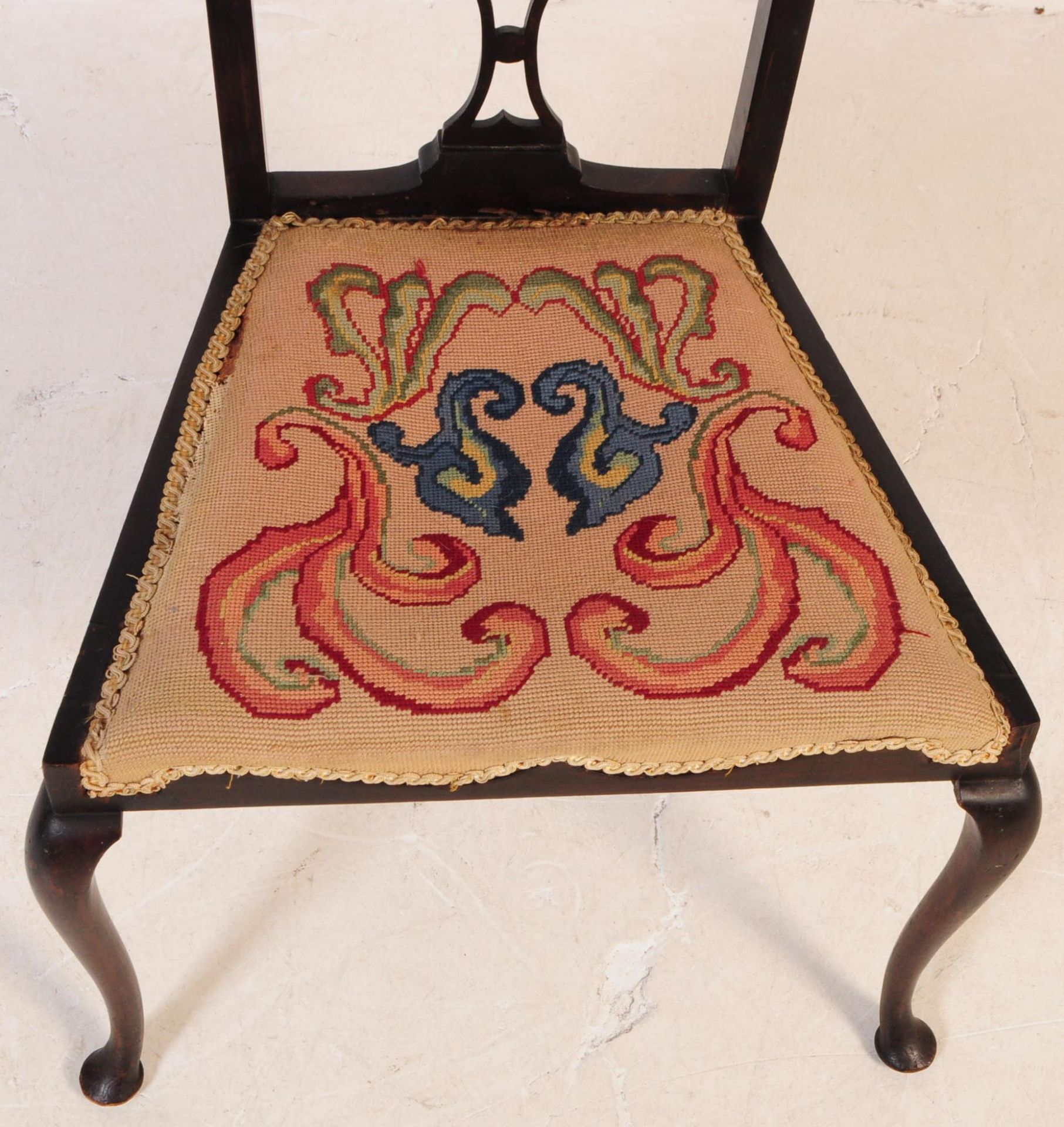 EDWARDIAN ART NOUVEAU EBONISED HIGH BACK HALL CHAIR - Bild 4 aus 9