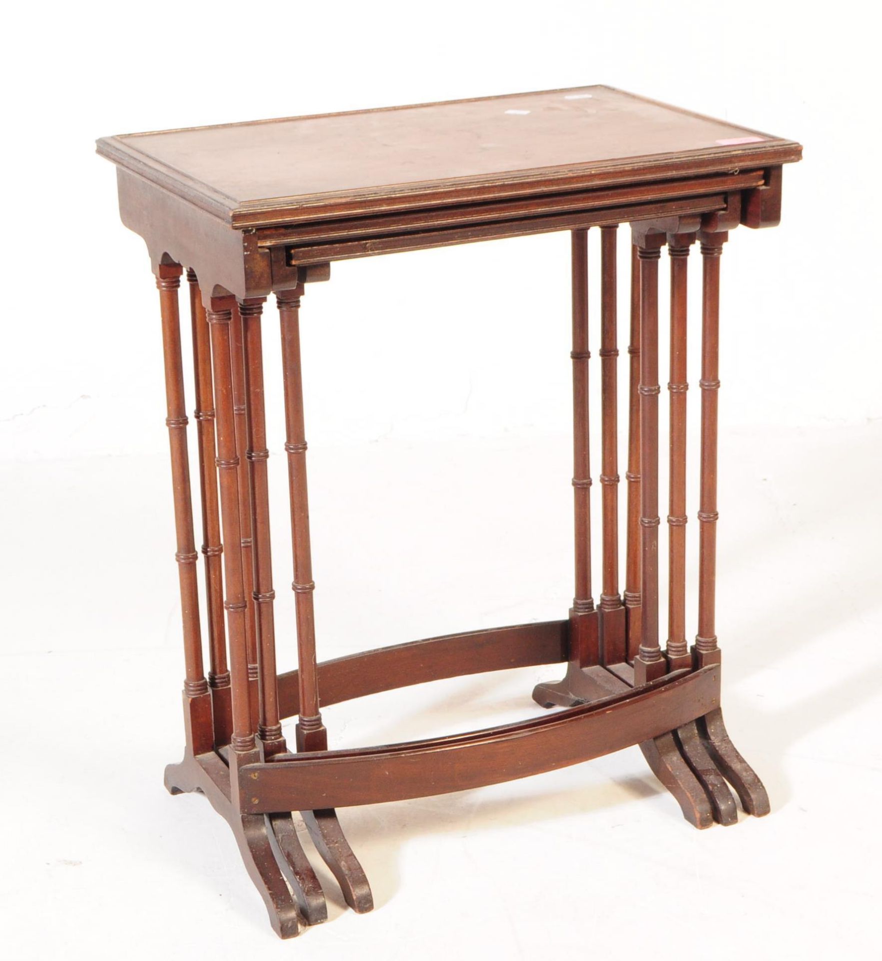 QUEEN ANNE REVIVAL MAHOGANY NEST OF GRADUATING TABLES