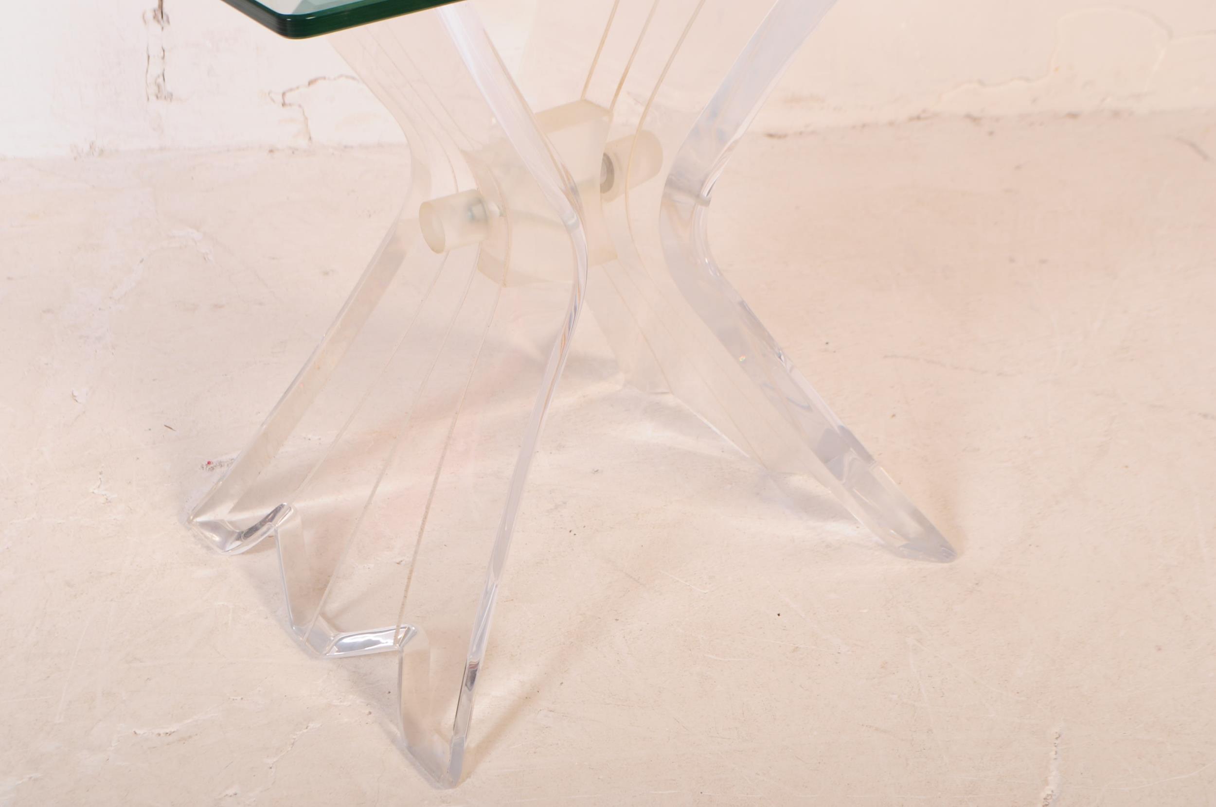 MID CENTURY LUCITE AND GLASS BUTTERFLY COFFEE TABLE - Image 4 of 4