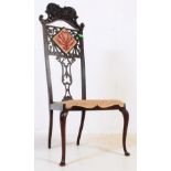 EDWARDIAN ART NOUVEAU EBONISED HIGH BACK HALL CHAIR