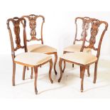 FOUR LATE 19TH CENTURY CHIPPENDALE STYLE DINING CHAIRS