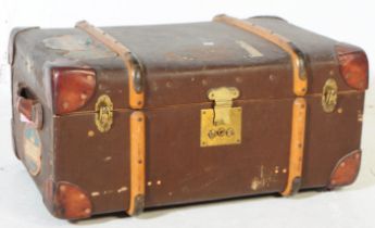 20TH CENTURY FEATHERWEIGHT STEAMER TRUNK WITH LABELS