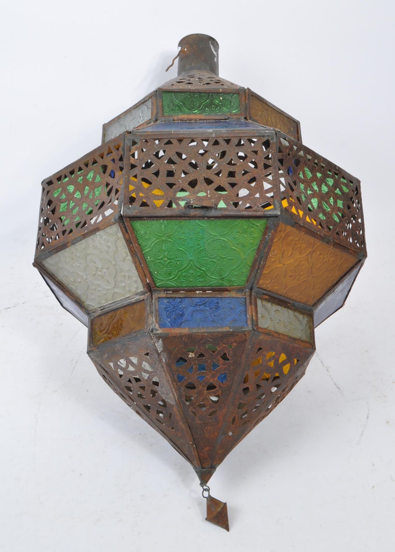 LARGE 20TH CENTURY DIAMOND MOROCCAN HANGING LANTERN - Image 3 of 5