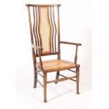 ARTS AND CRAFTS OAK & RATTAN ARMCHAIR