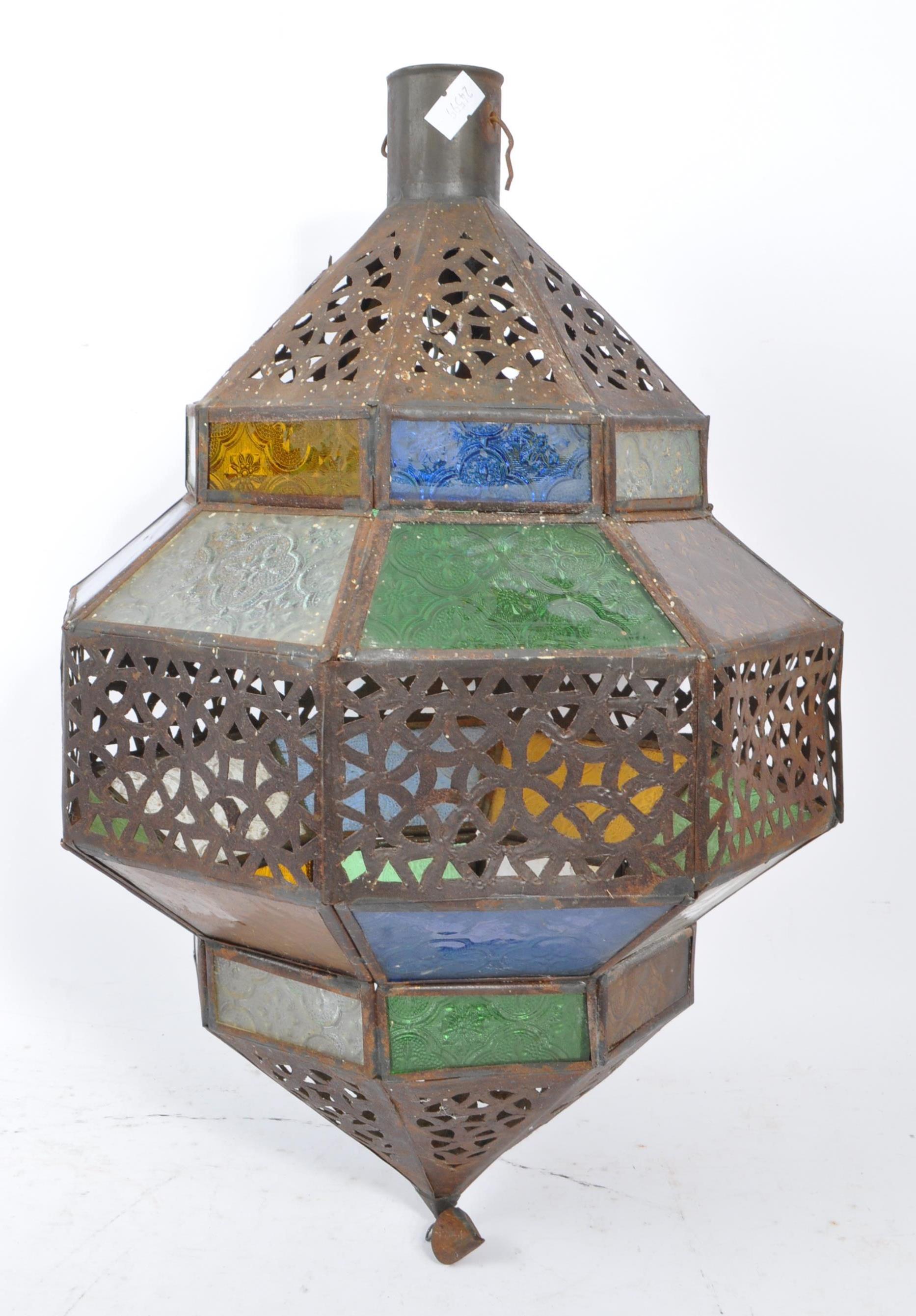 LARGE 20TH CENTURY DIAMOND MOROCCAN HANGING LANTERN - Image 2 of 5