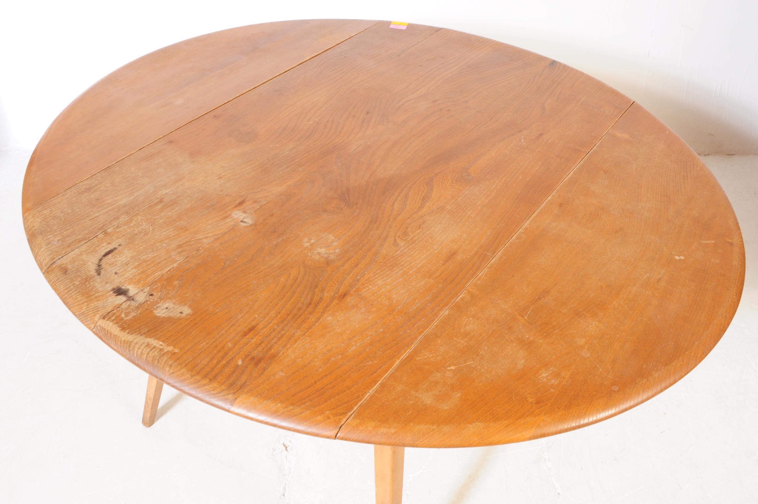 ERCOL - VINTAGE LIGHT BEECH & ELM DROP LEAF DINING TABLE - Image 3 of 6