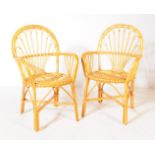 TWO VINTAGE 20TH CENTURY BAMBOO & CANE ARMCHAIRS