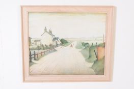 L S LOWRY - MID 20TH CENTURY PRINT - A COUNTRY ROAD