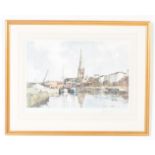 AFTER EDWARD WESSON - DOCKS WATERCOLOUR PRINT