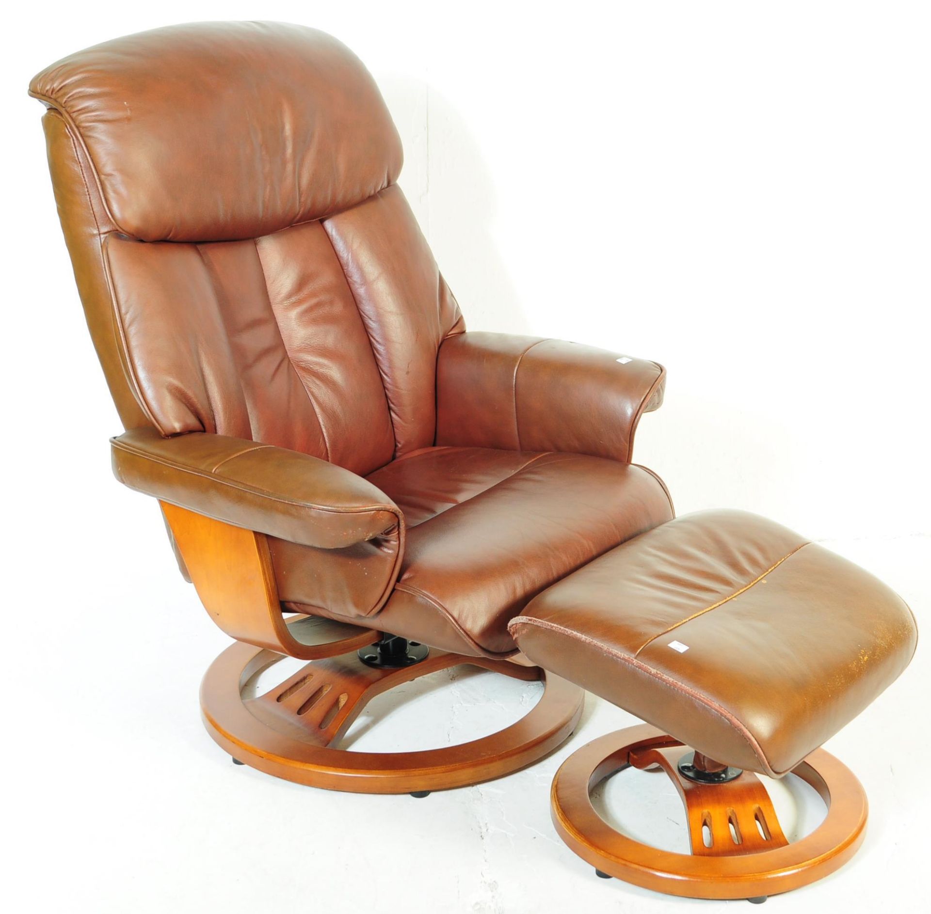 EKORNES STRESSLESS MANNER RECLINING ARMCHAIR AND OTTOMAN - Image 2 of 7