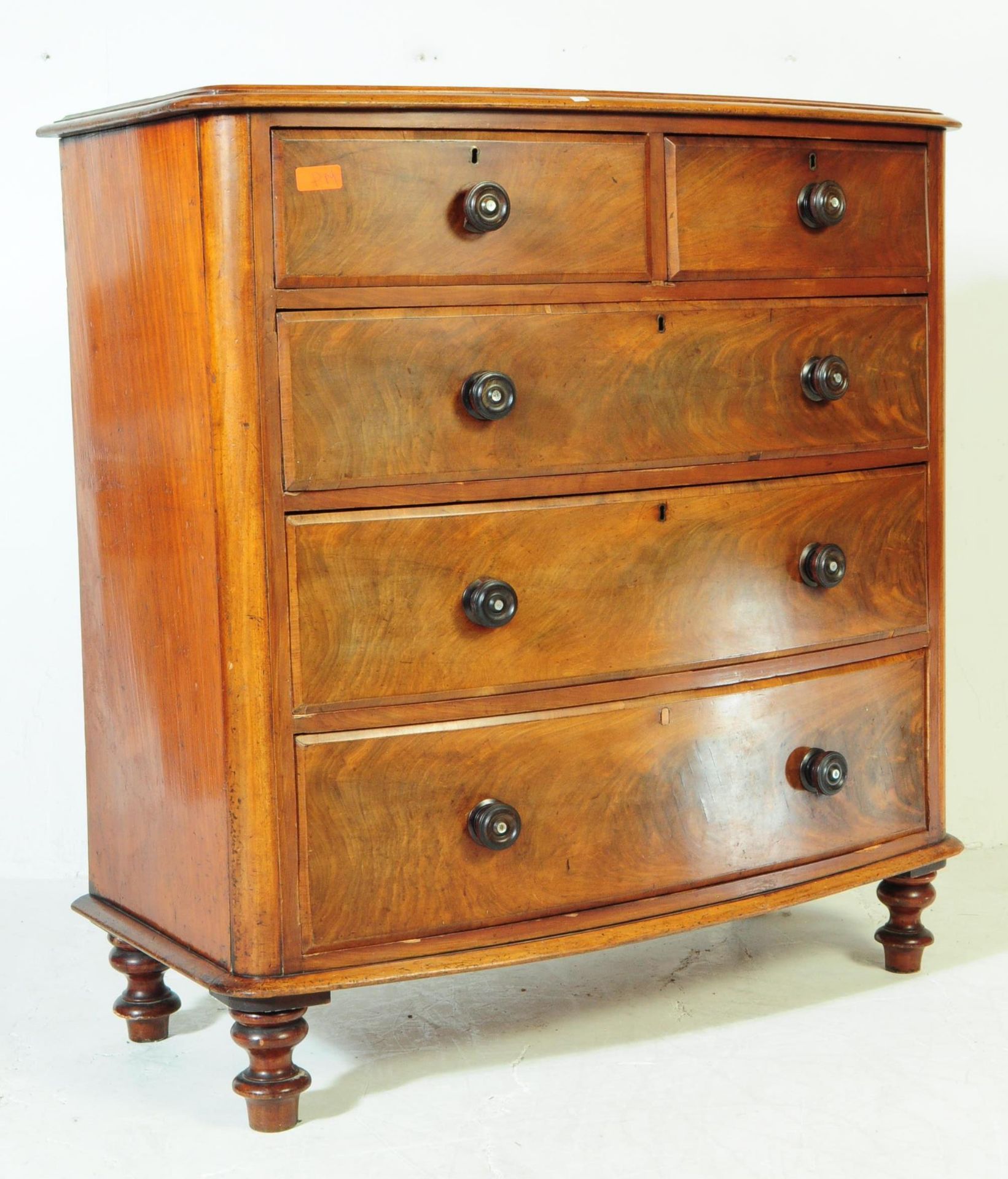 19TH CENTURY VICTORIAN BOW FRONT CHEST OF DRAWERS
