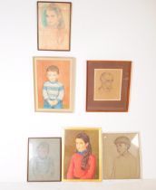 FRITZ KRAMER - SIX FRAMED PORTRAIT PAINTINGS & DRAWINGS