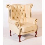 CONTEMPORARY QUEEN ANNE REVIVAL LEATHER ARMCHAIR