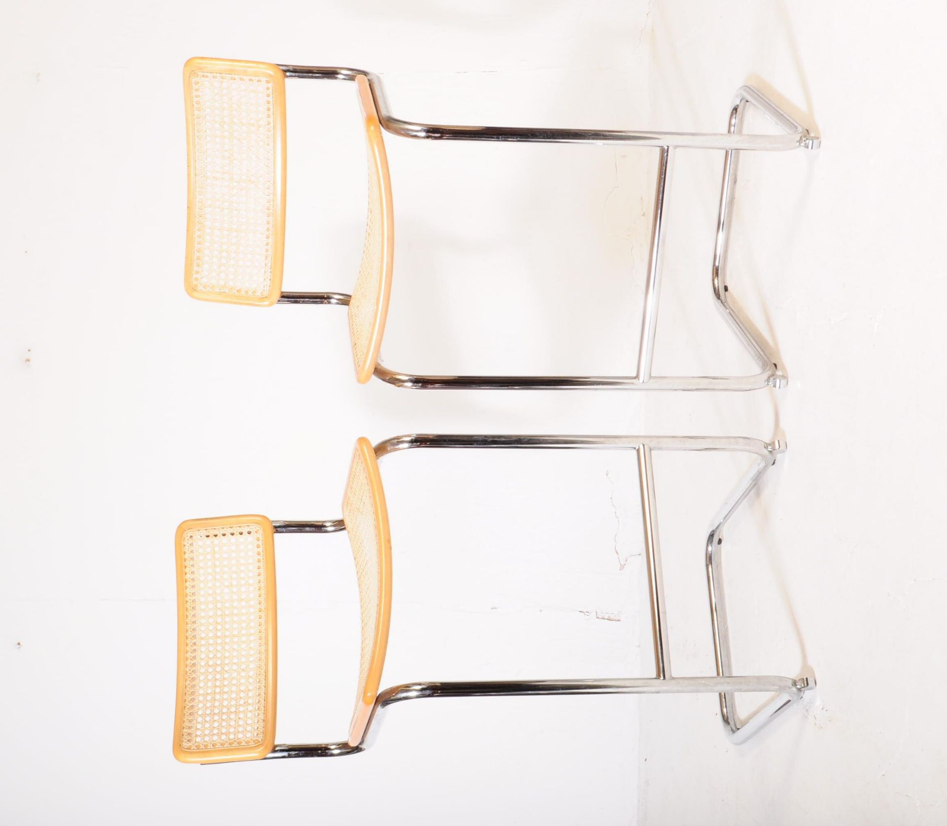 MANNER OF HABITAT - PAIR OF CHROME & RATTAN BAR STOOLS - Image 5 of 5