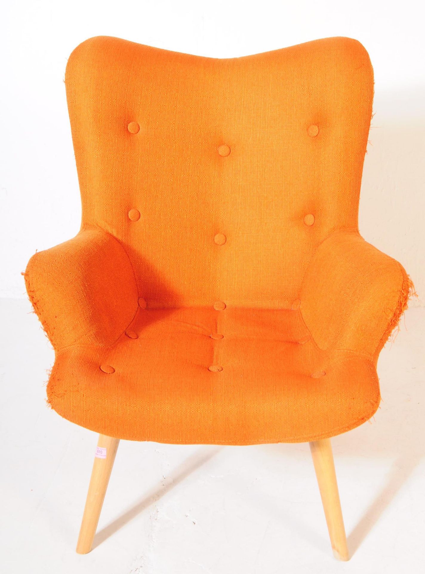 ERCOL MANNER - MID CENTURY ORANGE WINGBACK ARMCHAIR - Image 2 of 4