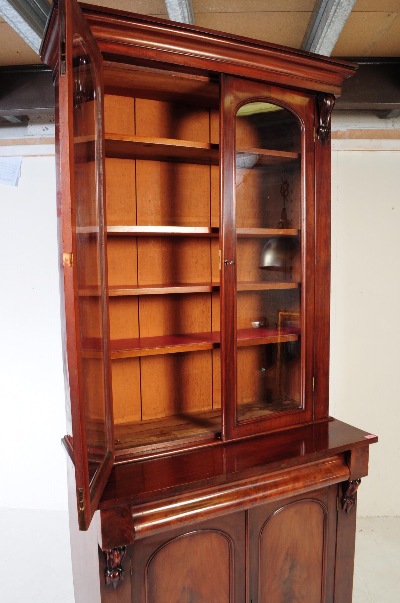 VICTORIAN MAHOGANY LIBRARY BOOKCASE CABINET - Bild 5 aus 8