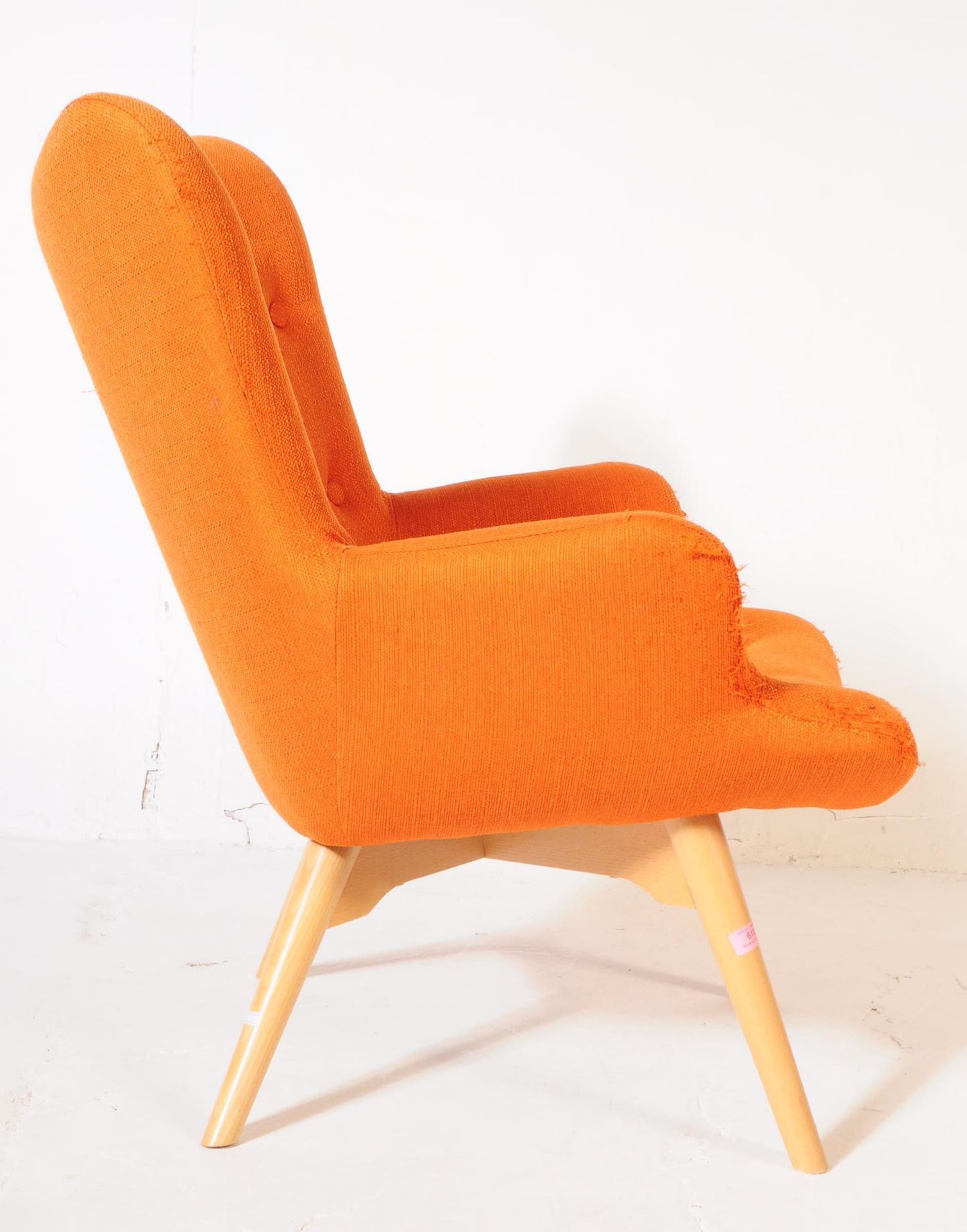 ERCOL MANNER - MID CENTURY ORANGE WINGBACK ARMCHAIR - Image 3 of 4
