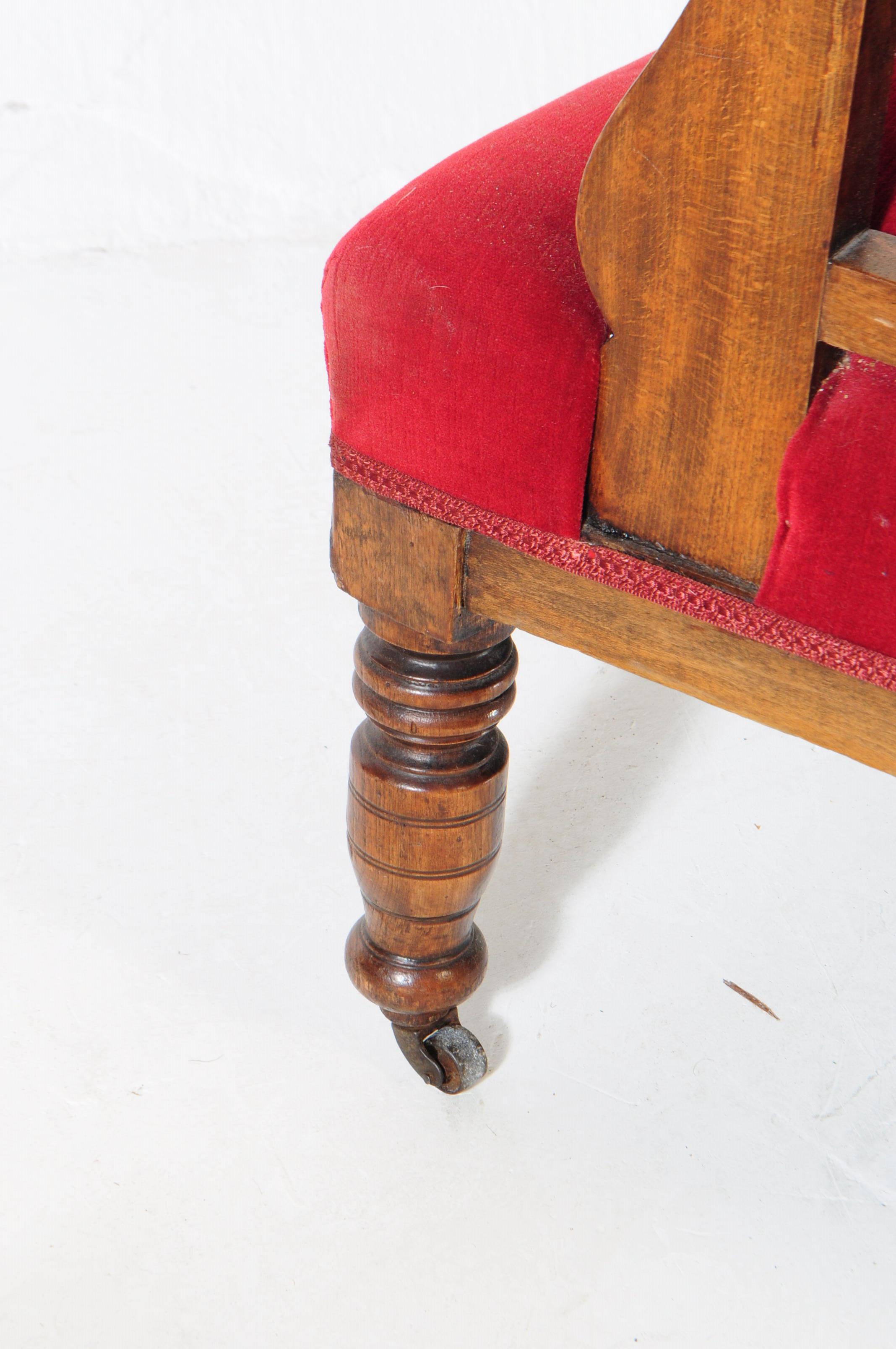 PAIR OF VICTORIAN WALNUT OAK ARMCHAIRS - Image 6 of 6