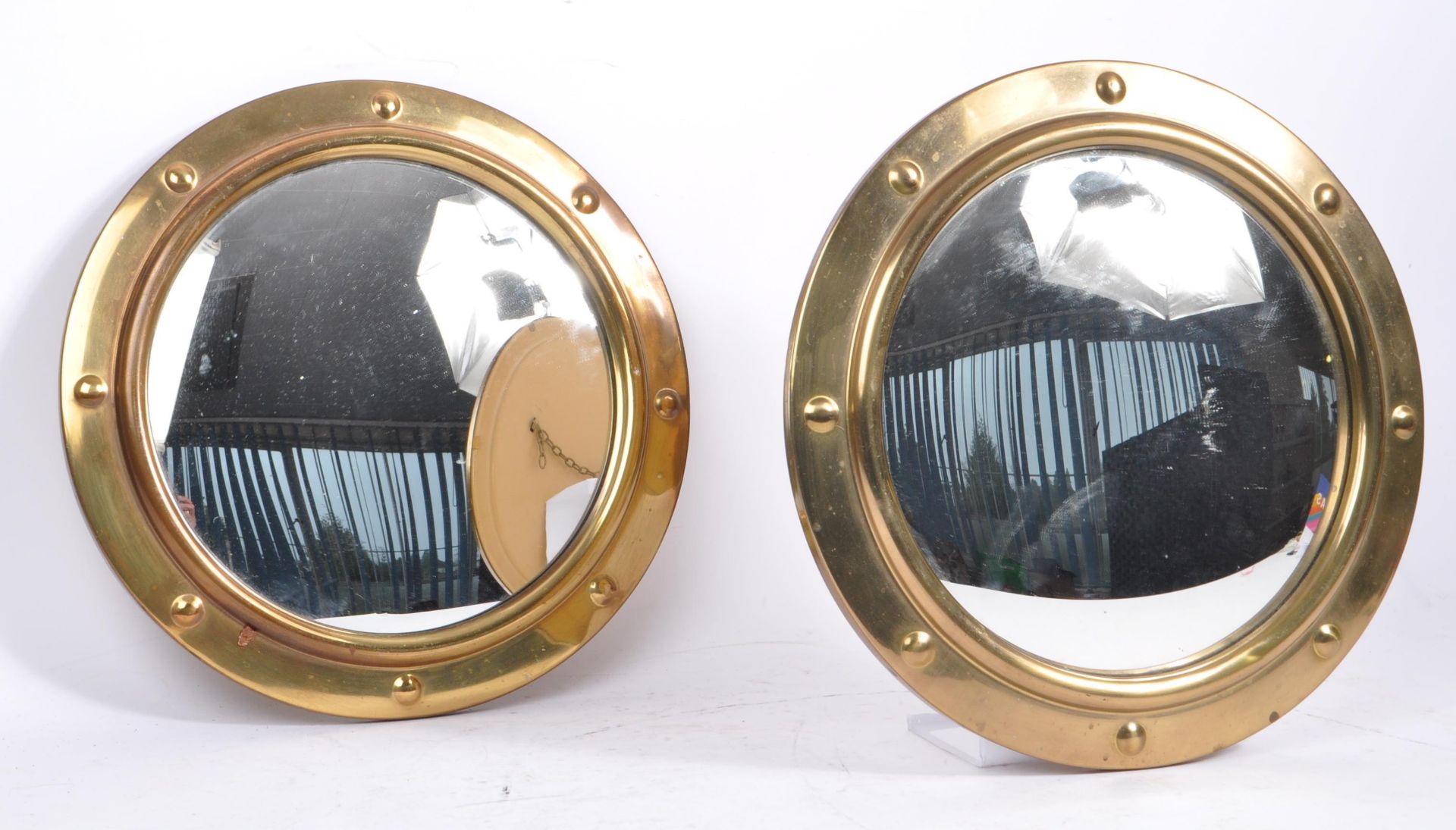 PAIR OF VINTAGE 1940S REGENCY REVIVAL CONVEX MIRRORS