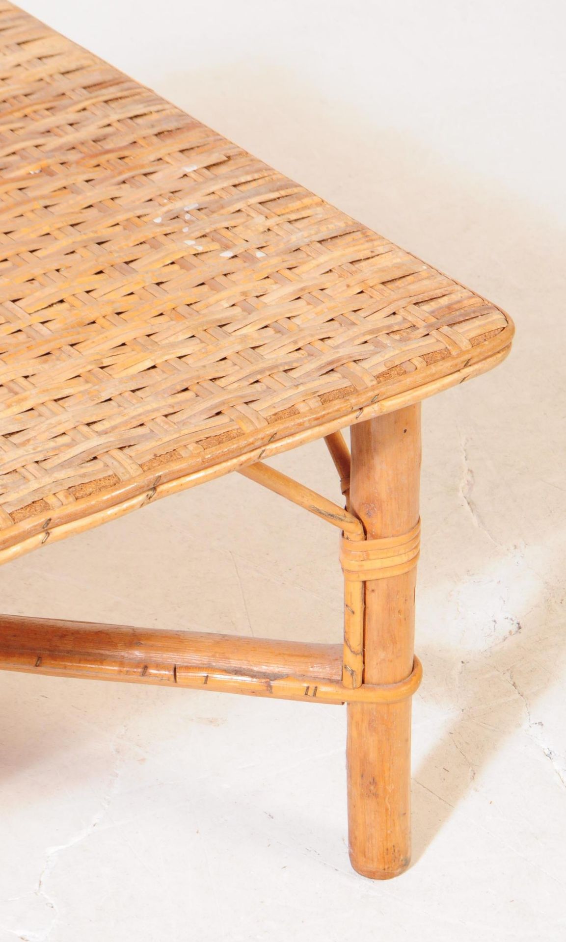 BRITISH MODERN DESIGN - MID CENTURY BAMBOO & RATTAN TABLE - Image 3 of 4