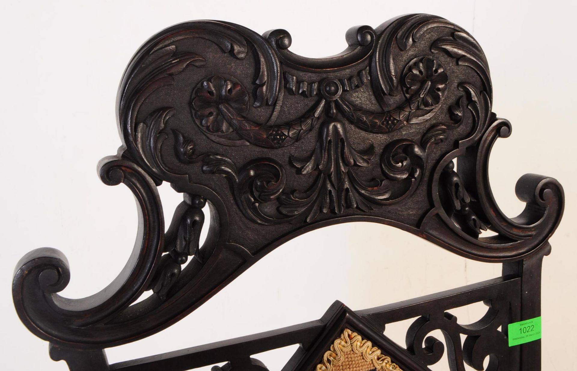 EDWARDIAN ART NOUVEAU EBONISED HIGH BACK HALL CHAIR - Bild 6 aus 9