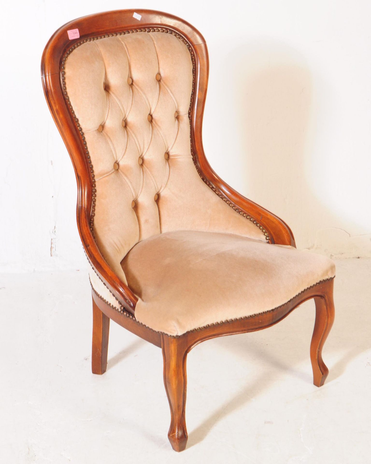 VICTORIAN REVIVAL HIGH BACK LOUNGE ARMCHAIR - Image 5 of 8