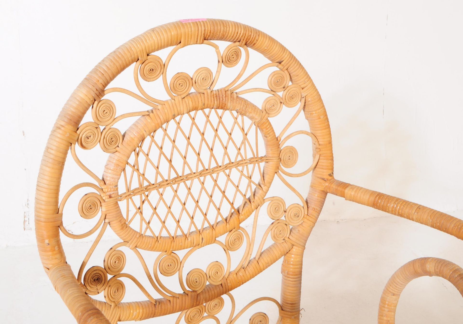 MID CENTURY WICKER & BAMBOO ARMCHAIR - Image 3 of 6