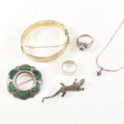 COLLECTION OF SILVER & SILVER GILT JEWELLERY