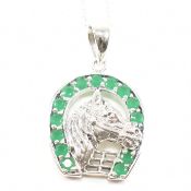 925 SILVER & CZ HORSE SHOE PENDANT NECKLACE