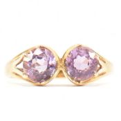 VINTAGE HALLMARKED 9CT GOLD & AMETHYST TWO STONE RING