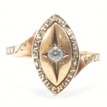 VINTAGE 10CT ROSE GOLD & WHITE STONE UNIVERSITY RING