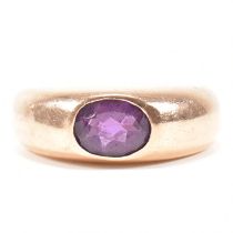 HALLMARKED 9CT ROSE GOLD & AMETHYST SIGNET RING