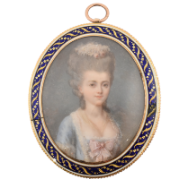 A GOLD GEORGIAN PORTRAIT MINIATURE GOLD LOCKET PENDANT